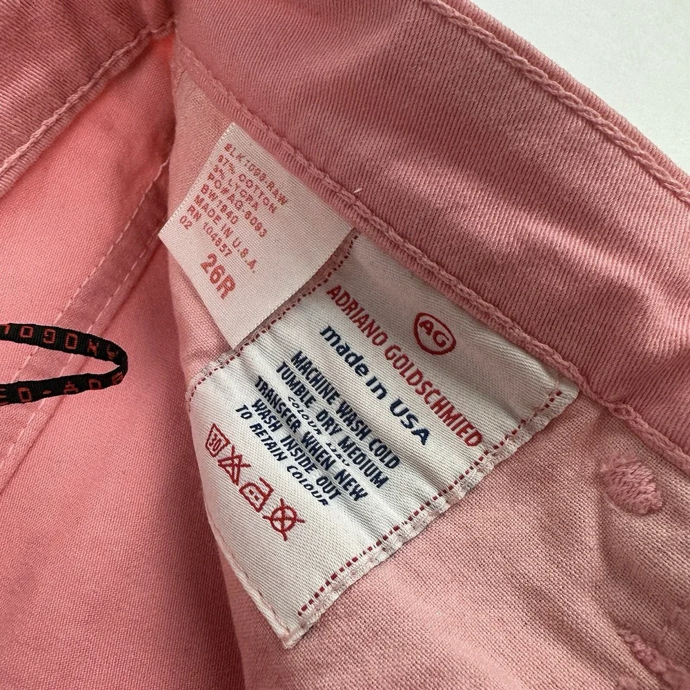 AG Adriano Goldschmied The Dietrich Flare Jeans Womens 26R Pink Low Rise Stretch